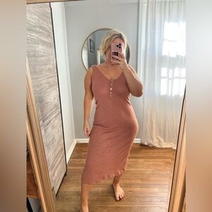 Faherty Midi Dress XS Cinnamon Color